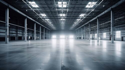 a large contract warehouse ready for tall racking systems