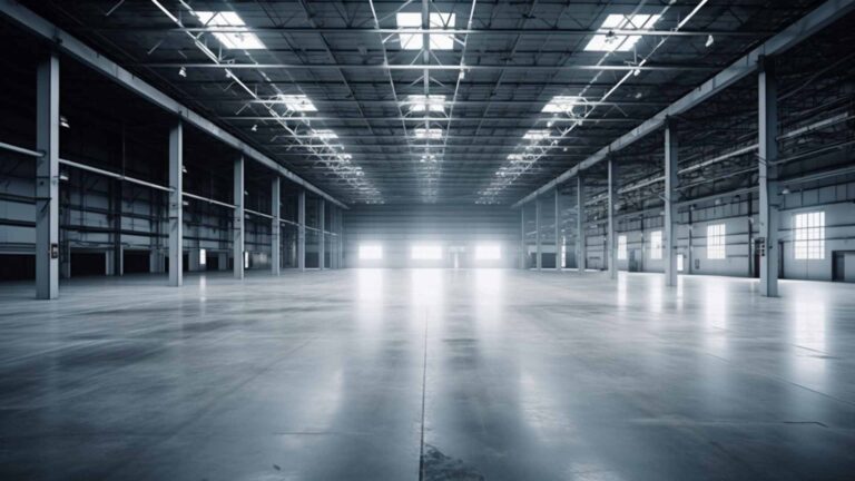 a large contract warehouse ready for tall racking systems