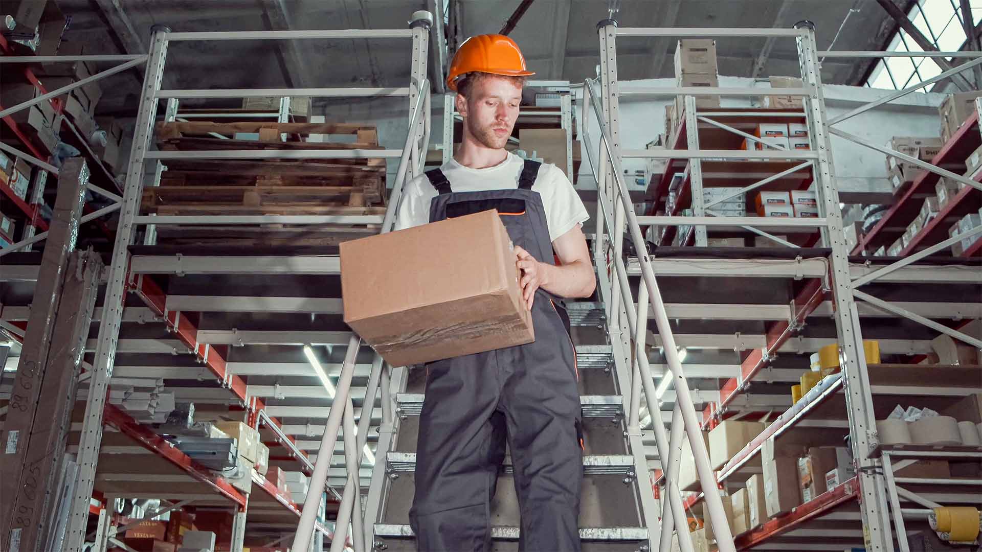 A warehouse worker doing zone picking work