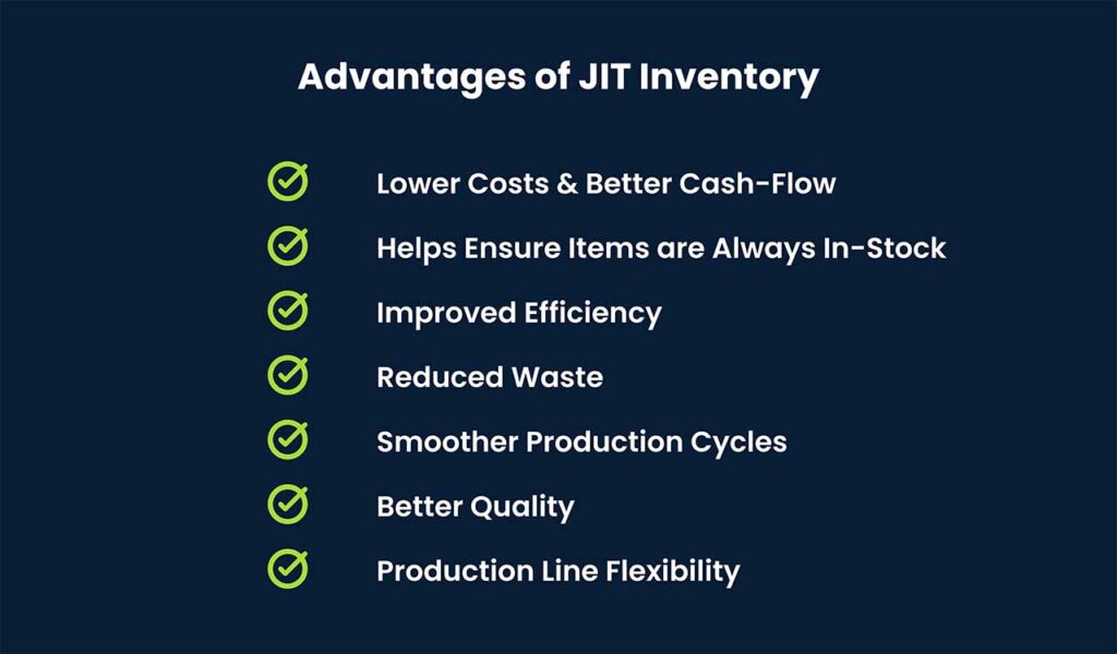 Advantages of JIT inventory system