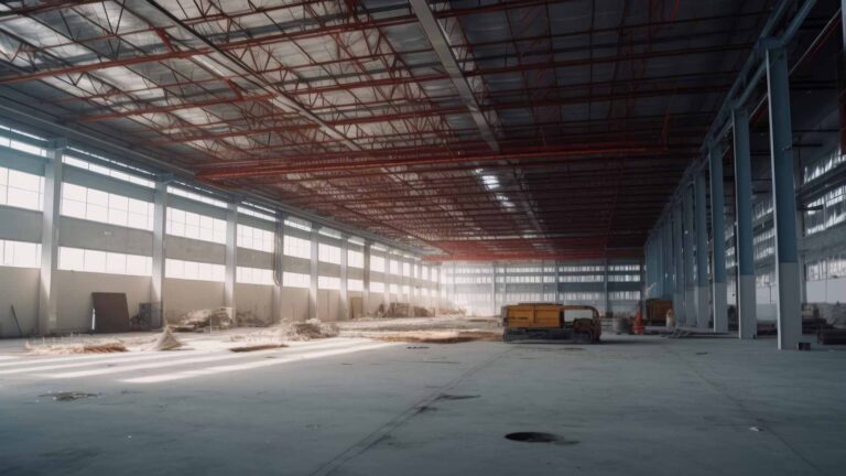 a large warehouse under construction