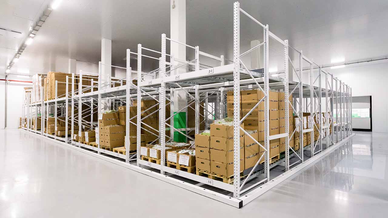 Inventory in this warehouse stored in a separate room with difficult access