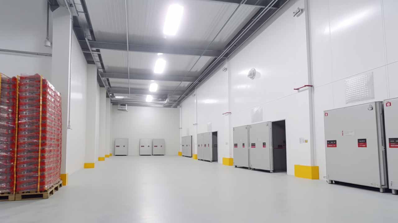 Cold storage warehouse with temperature-controlled environment