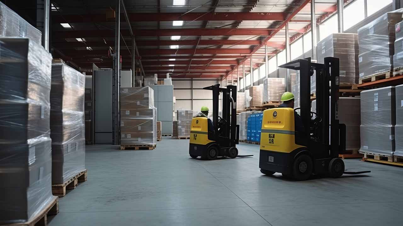 forklifts moving in an on demand warehouse