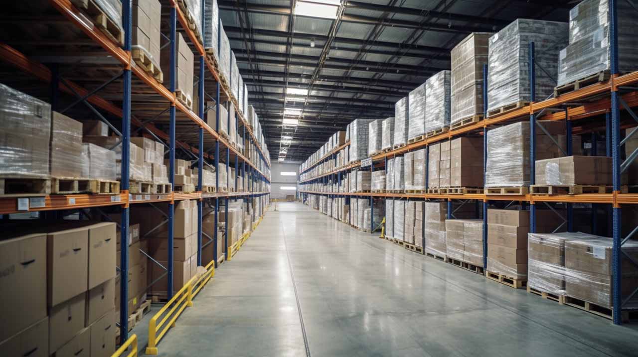 government warehouse with goods in storage