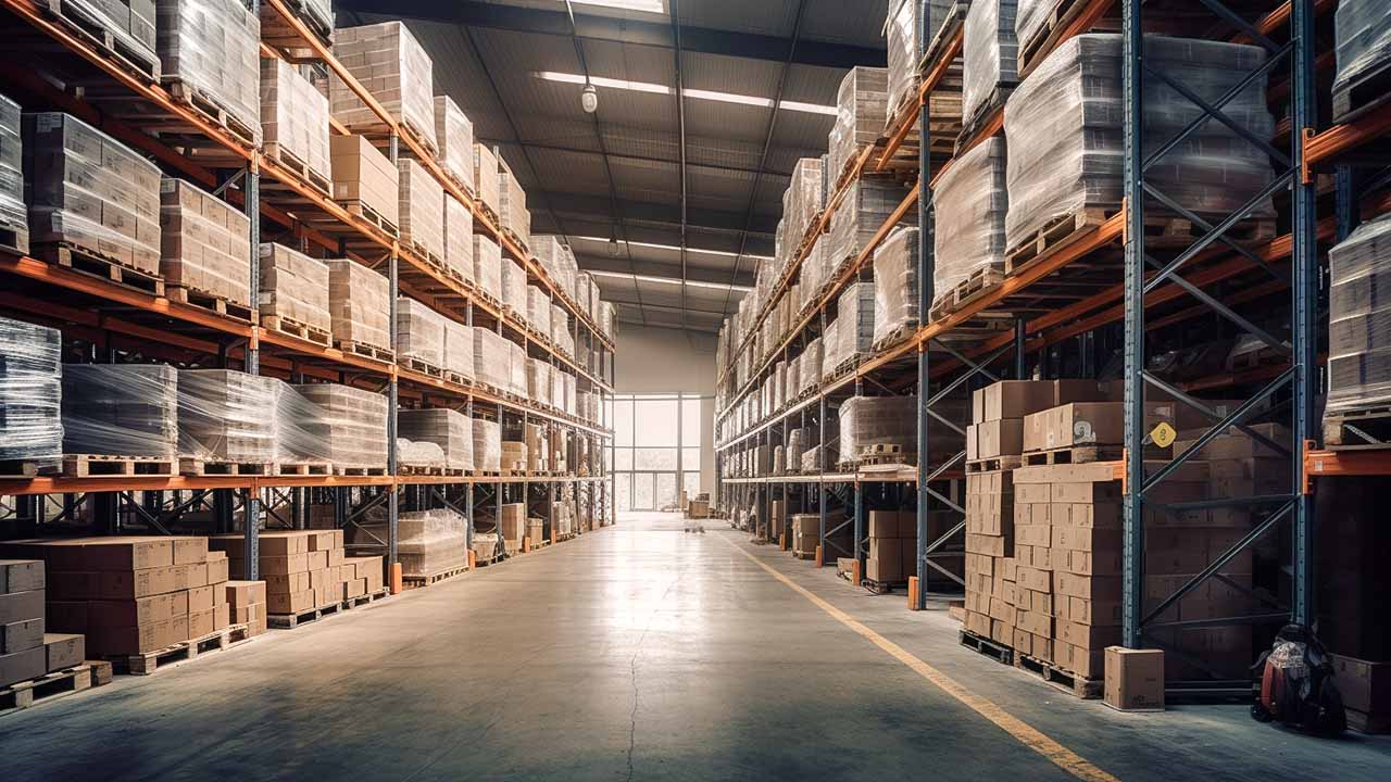 An image showing a well-organized warehouse, highlighting the warehousing benefits of efficient inventory management and easy access to goods.