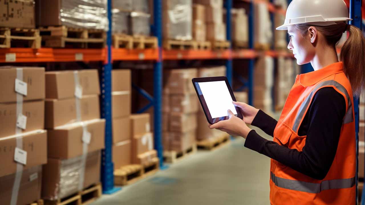 a fulfillment worker using an ipad device