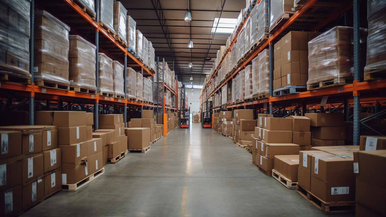 a large warehouse full of lots of safety stock