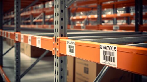warehouse labels on rack spans