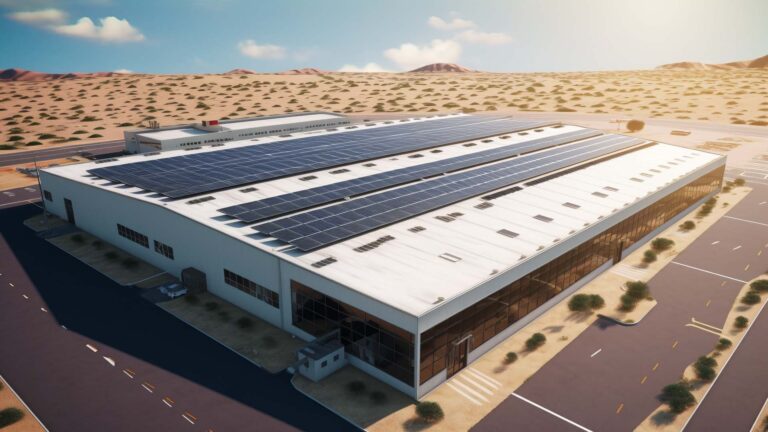 warehouse with solar roofing