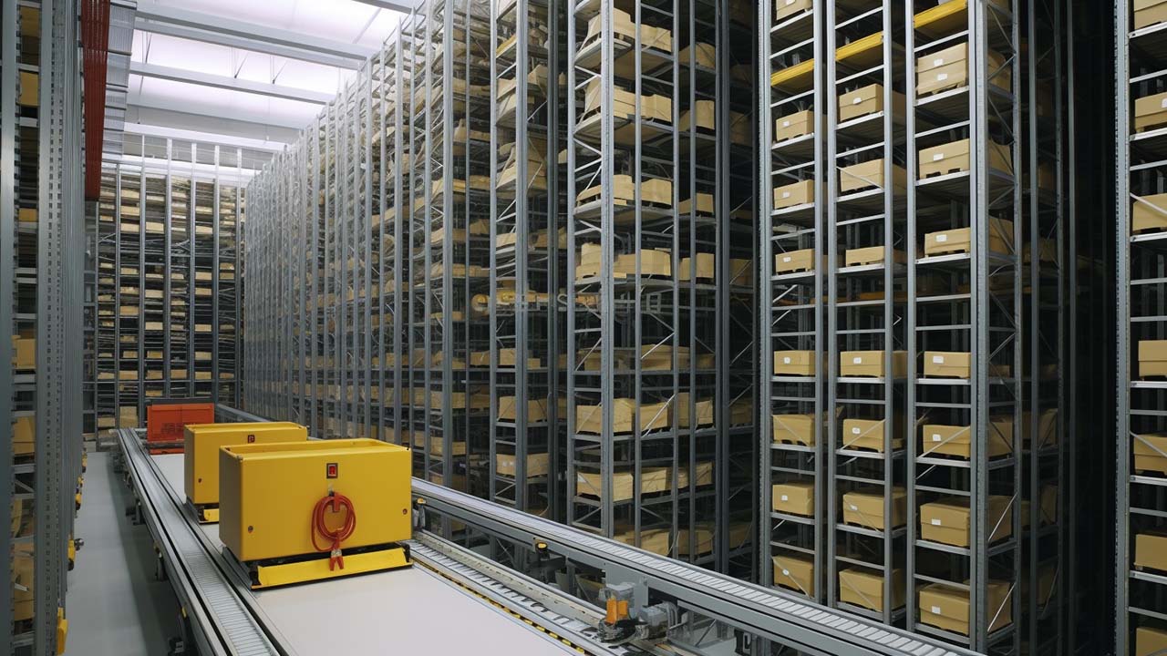 a large warehouse with an ASRS system