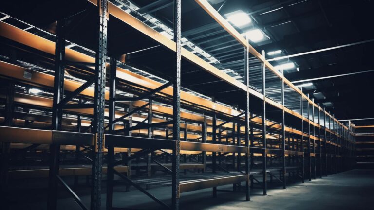 empty rack shelves in a warehouse stock out