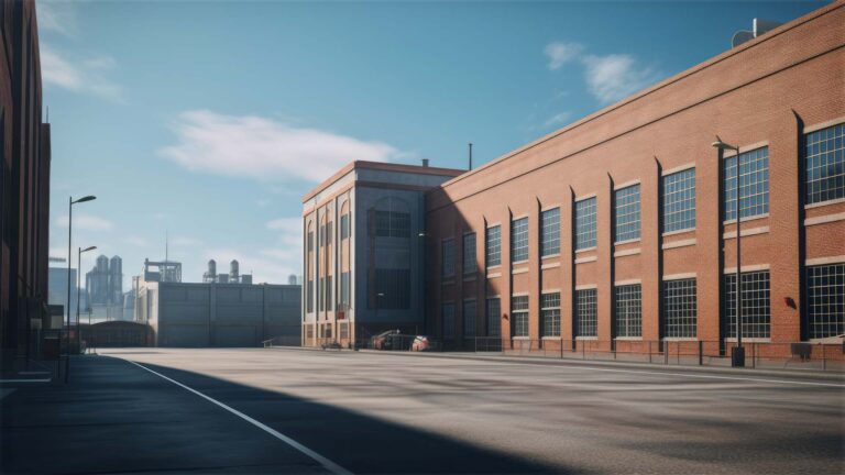exterior of a large urban warehouse