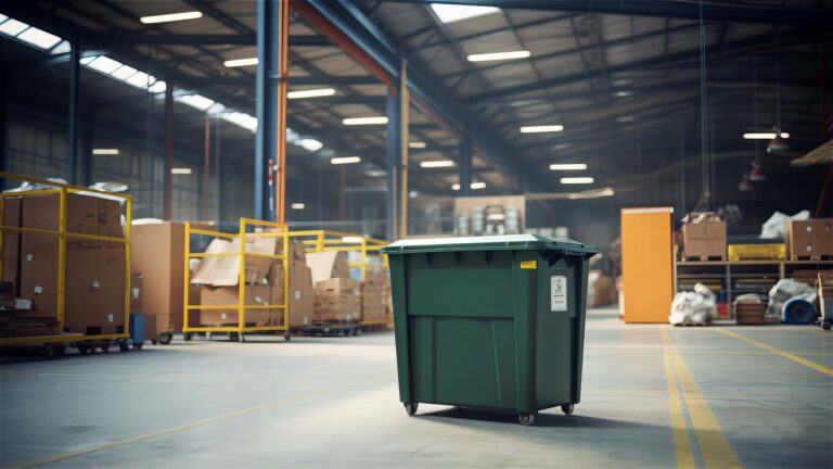large recycling bin in a warehouse