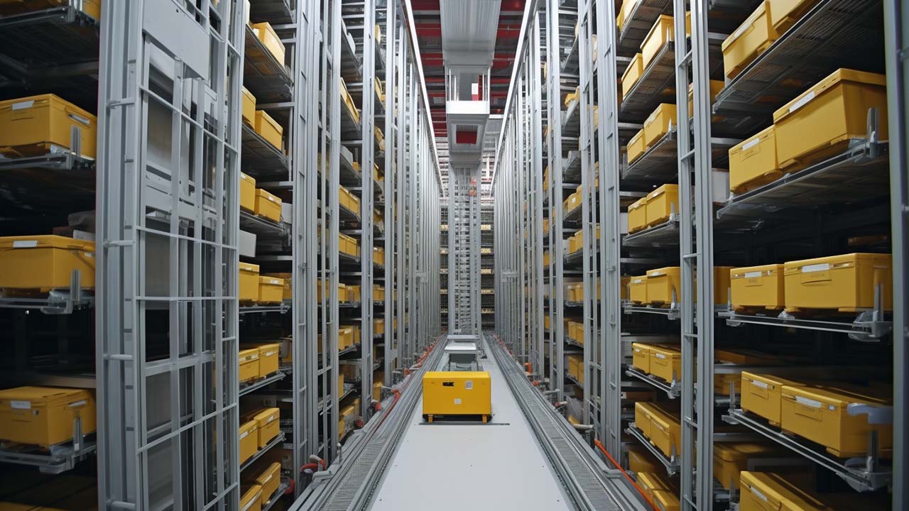 storage and retreival system in a warehouse