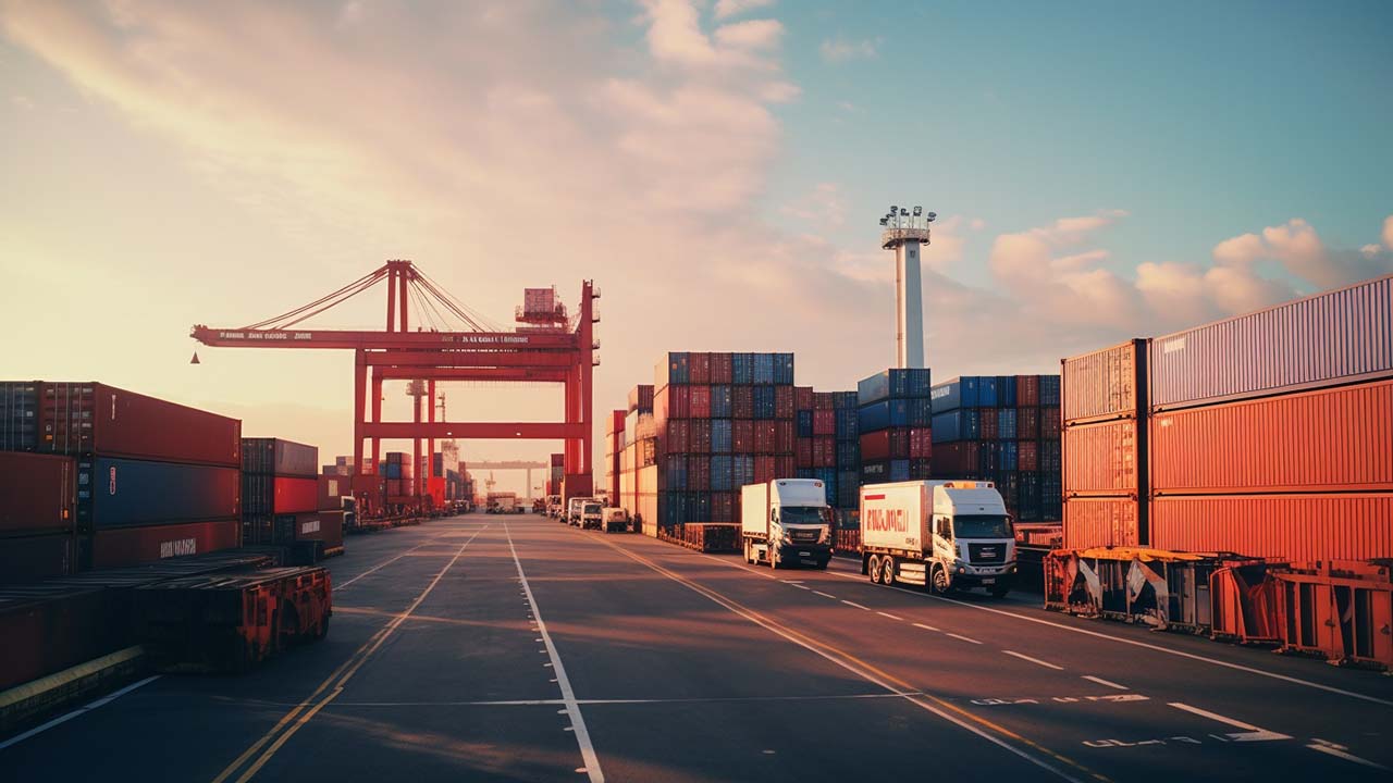 a shipyard for container unloading and loading