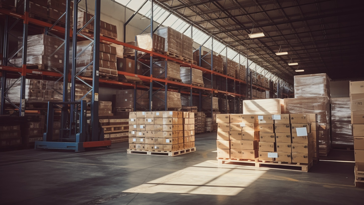 clearly labeled pallet racks in a warehouse