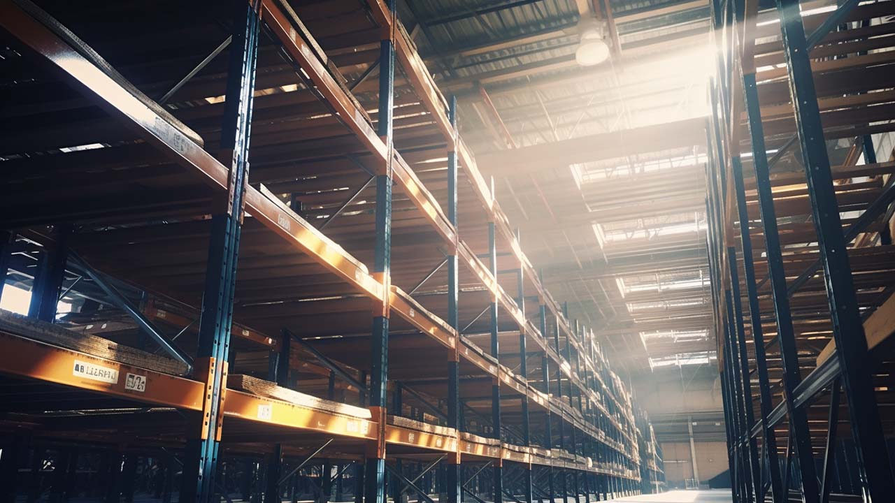 large set of warehouse racks for long term storage