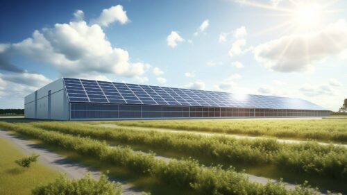 solar panels on a large warehouse