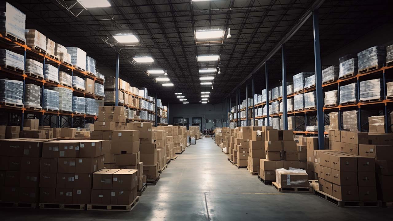a warehouse full of matching inventory