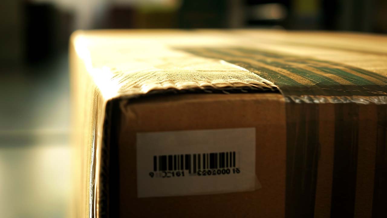 barcode on a shipping box