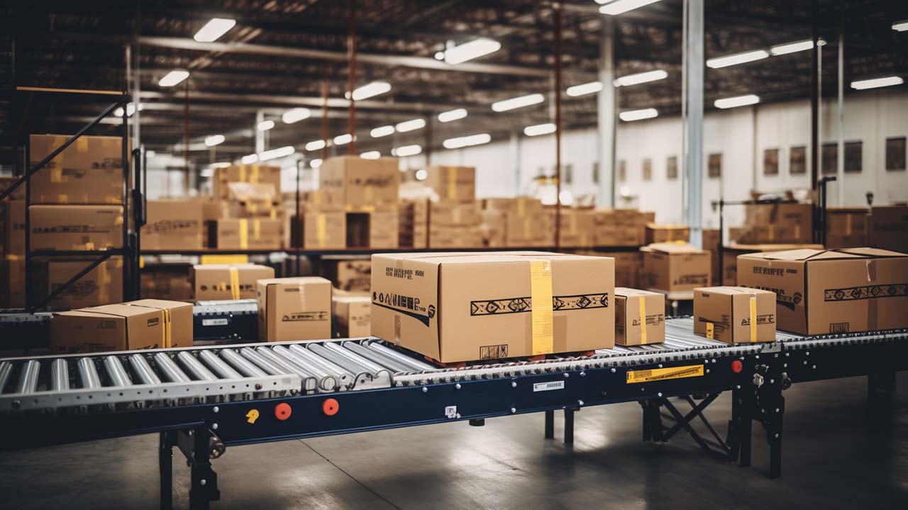 boxes on a fulfillment packaging line