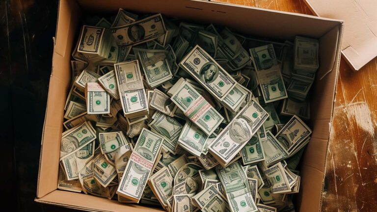 a box full of money