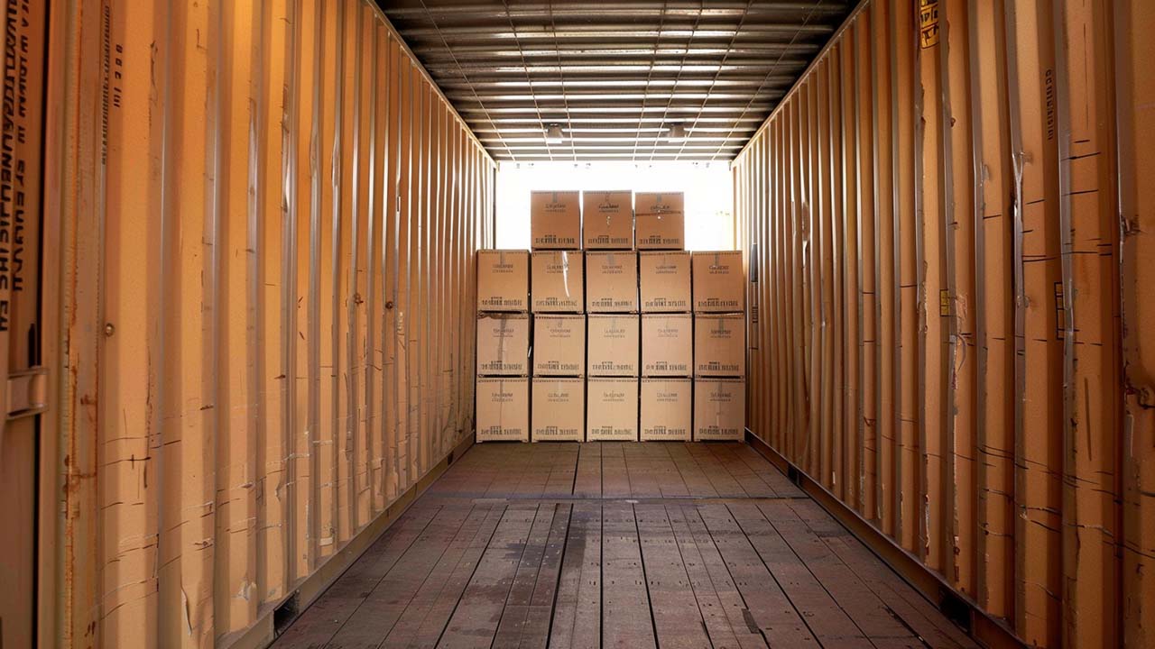 Floor loaded container in warehouse